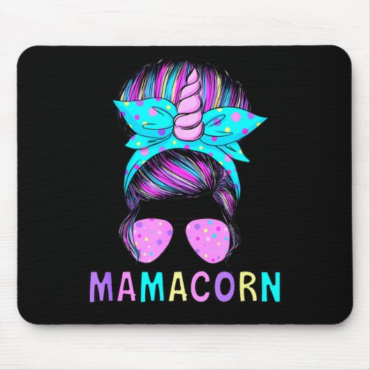 Funny Mamacorn Unicorn Messy Bun Mom Mother's Day  Muismat (Voorkant)