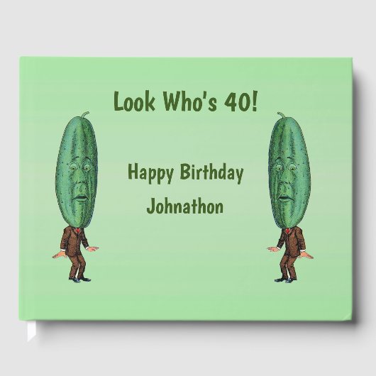 Funny Man Big Pickle Head Verrafte Face Birthday Gastenboek (Voorkant)