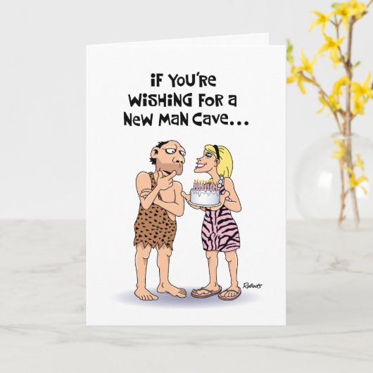 Funny Man Cave Birthday Card Kaart (Gele Bloem)