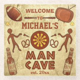 Funny Man Cave Custom Name : Beer Darts Sports TV Glazen Onderzetter