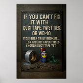 Funny Man Cave Duct Tape Fix It Poster Wall Art (Voorkant)