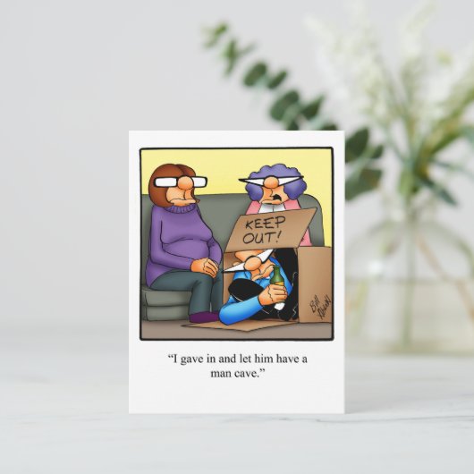Funny Man Cave Humor Postcad Briefkaart (Staand voorkant)