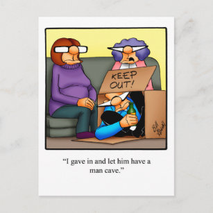 Funny Man Cave Humor Postcad Briefkaart