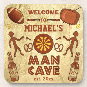 Funny Man Cave met Jouw naam Custom Bier Onderzetter