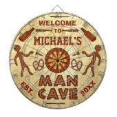 Funny Man Cave met Jouw naam Custom Dartbord (Voorkant)