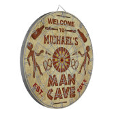 Funny Man Cave met Jouw naam Custom Dartbord (Voorkant Links)