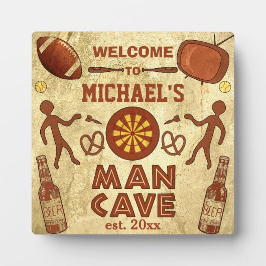 Funny Man Cave met Jouw naam Custom Fotoplaat (Voorkant)