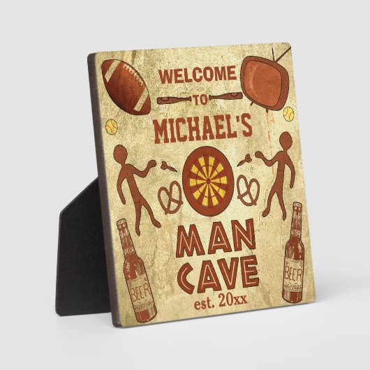 Funny Man Cave met Jouw naam Custom Fotoplaat (Voorkant)