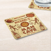 Funny Man Cave met Jouw naam Custom Kartonnen Onderzetters (Schuin)