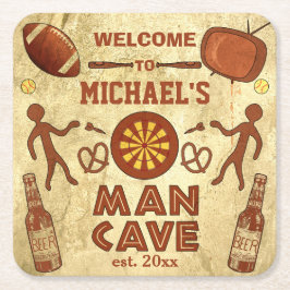 Funny Man Cave met Jouw naam Custom Kartonnen Onderzetters