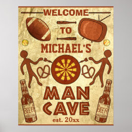 Funny Man Cave met Jouw naam Custom Poster