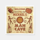Funny Man Cave met Jouw naam Custom Servetten (Voorkant)
