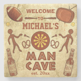 Funny Man Cave met Jouw naam Custom Stenen Onderzetter