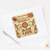 Funny Man Cave met Jouw naam Custom Vierkante Sticker (Envelop)