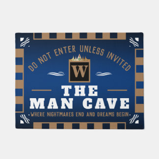 Funny MAN CAVE met Monogram | DEEP BLUE Welkom Deurmat