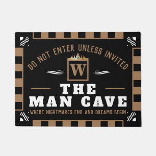 Funny MAN CAVE met Monogram Welkom ZWARTE Deurmat