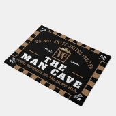 Funny MAN CAVE met Monogram | Welkom ZWARTE Deurmat (Schuin)