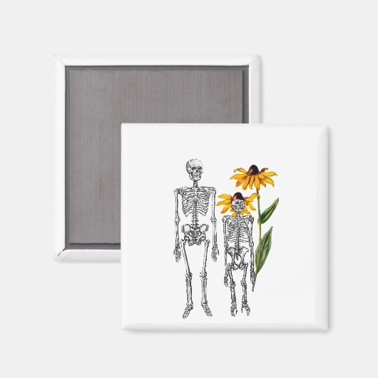 Funny Man Chimpansee Skeleton Black Eyed Susan Magneet (Voorkant / Achterkant)