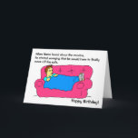 Funny Man Lockdown Vaccine Birthday Kaart<br><div class="desc">Grappige cartoon van een bezorgd man die van lockdown houdt. Het onderschrift luidt: "Toen NAME hoorde over het vaccin,  begon hij zich zorgen te maken dat hij eindelijk de bank zou moeten verlaten". Bedankt om mijn cartoons te bekijken!</div>