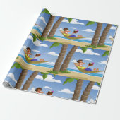 Funny Man Relaxing in Beach Hammock Cadeaupapier (Uitgerold)