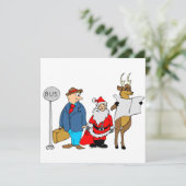 Funny Man Santa Reindeer bij de bushalte Kaart (Staand voorkant)