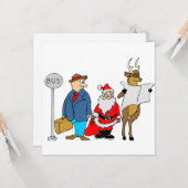 Funny Man Santa Reindeer bij de bushalte Kaart (Voorkant / Achterkant in situ)
