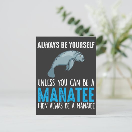 Funny Manatee Cute Zee Animal Marine Bioloog Briefkaart (Staand voorkant)