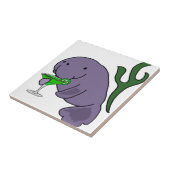 Funny Manatee Drink Margarita Cartoon Tegeltje (Zijkant)