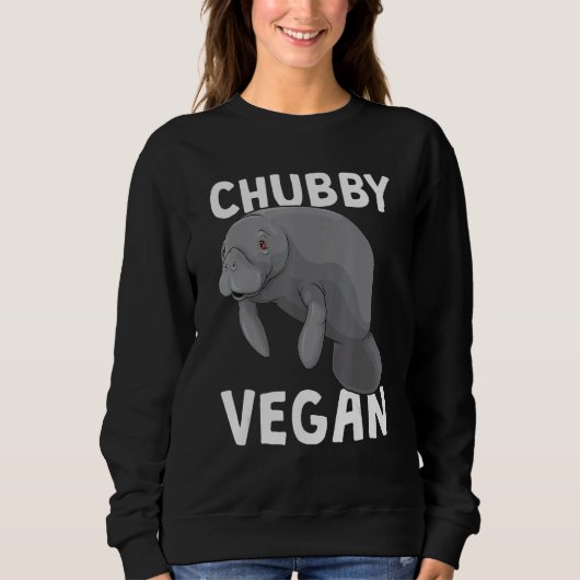Funny Manatee Dugong Chubby Vegan Zee Koe Veganism Trui (Voorkant)
