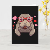 Funny Manatee Hart Chocolade Valentijn Vrouwen Man Kaart (Gele Bloem)
