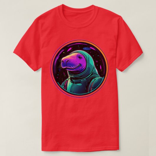 Funny Manatee in de ruimte Kosmisch Zee Koe Astron T-shirt (Design voorkant)