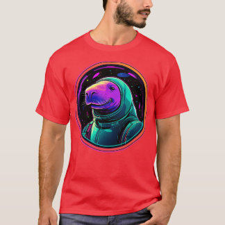 Funny Manatee in de ruimte Kosmisch Zee Koe Astron T-shirt