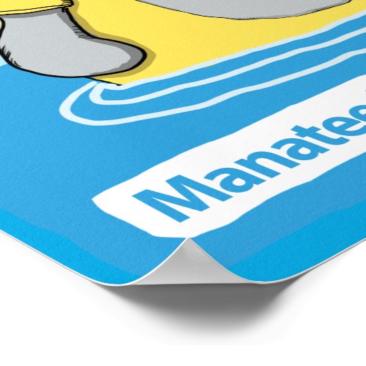 Funny Manatee in een Tea T-shirt Poster (Hoek)