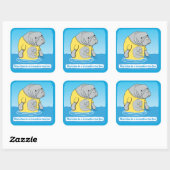 Funny Manatee in een Tea T-shirt Vierkante Sticker (Vel)