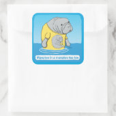 Funny Manatee in een Tea T-shirt Vierkante Sticker (Tas)