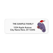 Funny Manatee in Santa Hat Kerst Cartoon Etiket (Voorkant)