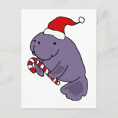 Funny Manatee in Santa Hat-kerstCartoon Briefkaart (Voorkant)