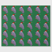 Funny Manatee in Santa Hat-kerstCartoon Cadeaupapier (Vlak)