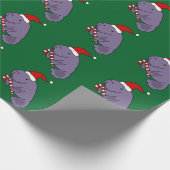 Funny Manatee in Santa Hat-kerstCartoon Cadeaupapier (Hoek)