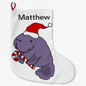 Funny Manatee in Santa Hat-kerstCartoon Grote Kerstsok (Voorkant)