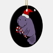 Funny Manatee in Santa Hat-kerstCartoon Keramisch Ornament (Rechts)