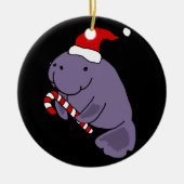 Funny Manatee in Santa Hat-kerstCartoon Keramisch Ornament (Voorkant)