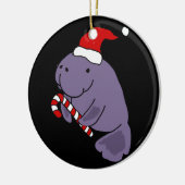 Funny Manatee in Santa Hat-kerstCartoon Keramisch Ornament (Links)