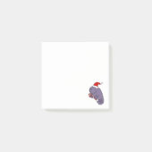 Funny Manatee in Santa Hat-kerstCartoon Post-it® Notes (Voorkant)