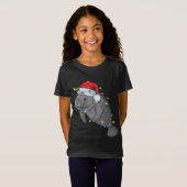 Funny Manatee in Santa Hat Manatee kerstpajam T-shirt (Voorkant volledig)