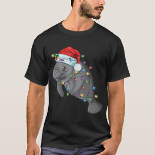 Funny Manatee in Santa Hat Manatee kerstpajam T-shirt