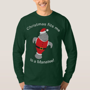 Funny Manatee Santa Kerstmis, lang sleeve T-shirt