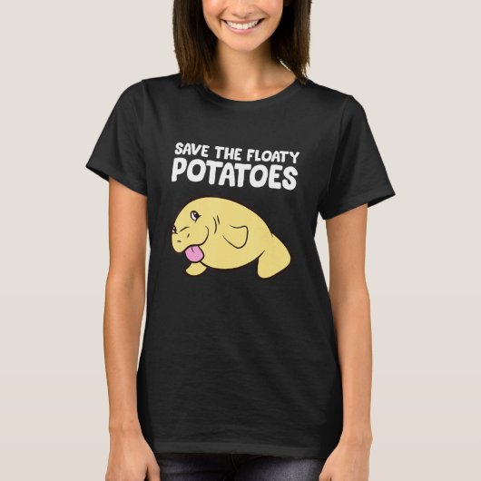 Funny Manatee Save The Floaty Potatoes Schattige M T-shirt (Voorkant)