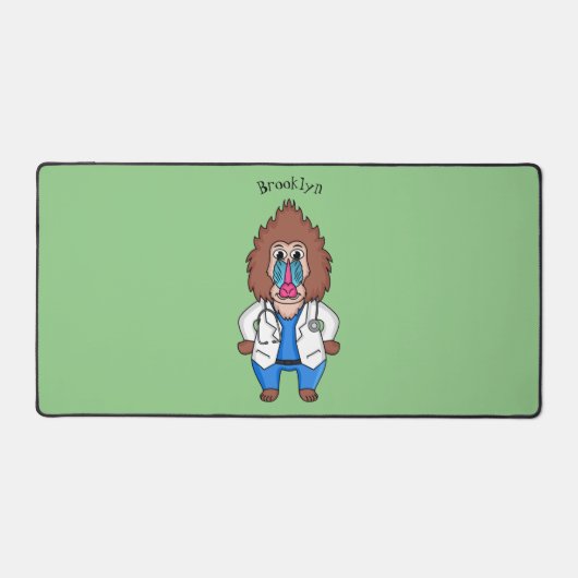 Funny mandrill dokter cartoon illustratie bureaumat (Voorkant)