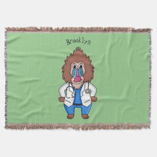 Funny mandrill dokter cartoon illustratie deken (Voorkant)